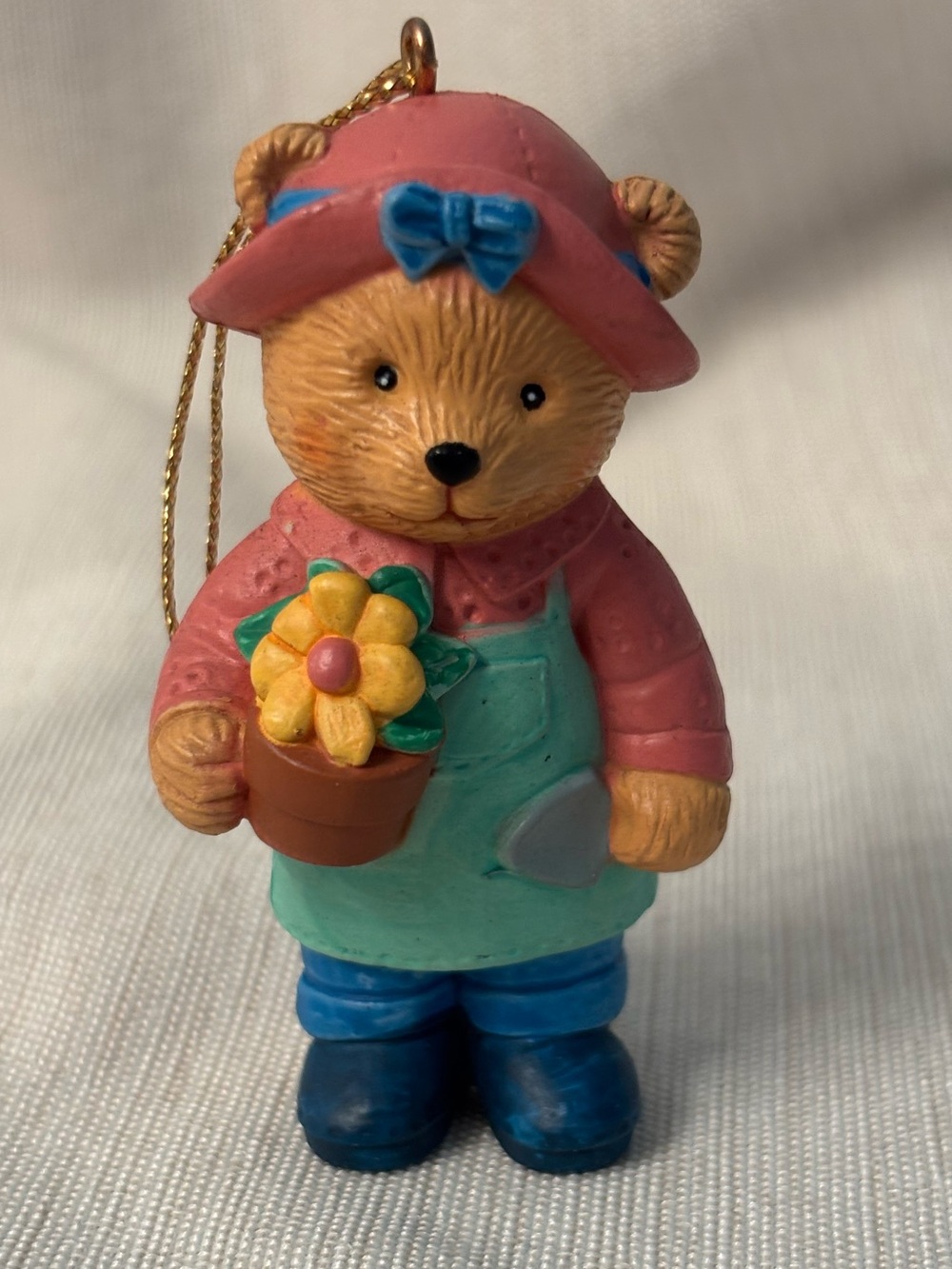 Miniature Gardener Bear Ornament.
